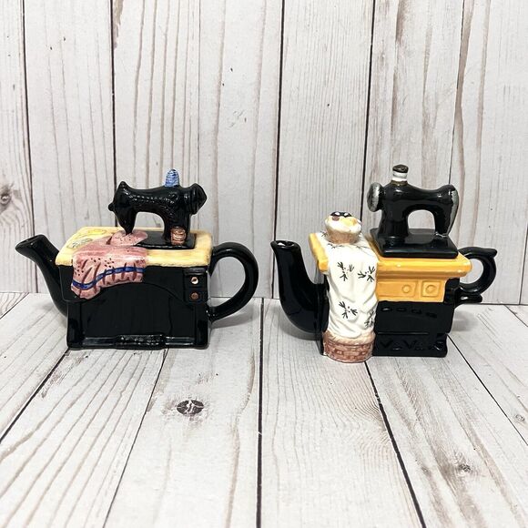 Cardinal Inc & World Bazaars  Teapot Ceramic Sewing Machine Vintage Collectible - Picture 1 of 16